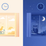 early bird versus night owl sleep patterns illustration