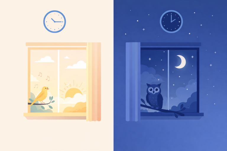 early bird versus night owl sleep patterns illustration