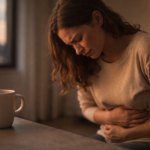 woman experiencing stomach pain and bloating in the evening